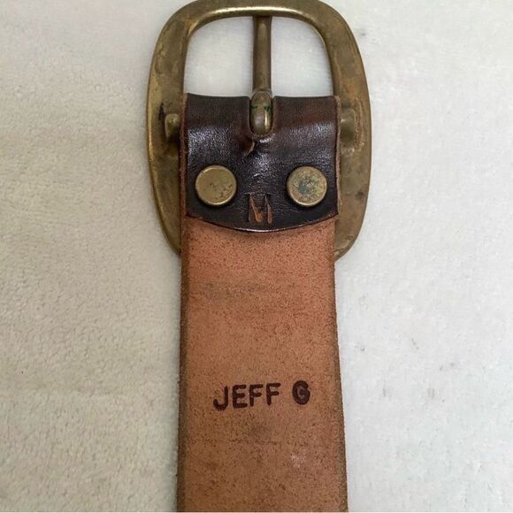 Jeff Galia Handmade Rock n Roll Leather Belt Black concert belt Distressed Belt main image 4